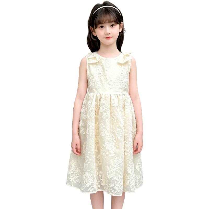YALU Grade School Dresses Lapel Moderate Midi Skirt Stretch