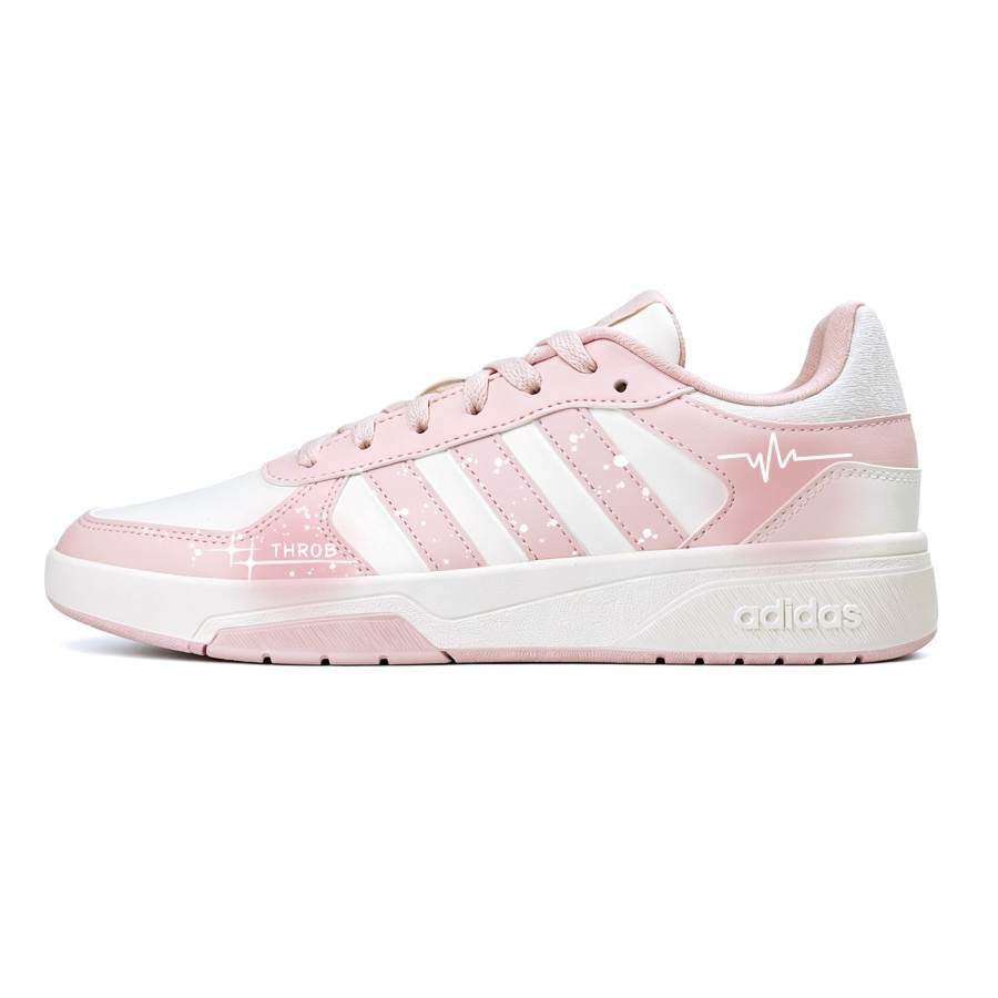 Adidas Adidas COURTBEAT Steam Rose, Pink Girlish Slip Resistant Abrasion Resistant Low top Skateboard Shoes Unisex Pink White