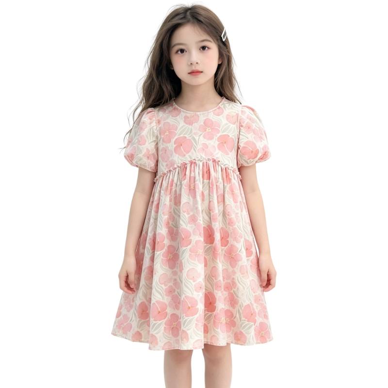 YALU Grade School Dresses Crew Neck Moderate Midi Skirt Stretch