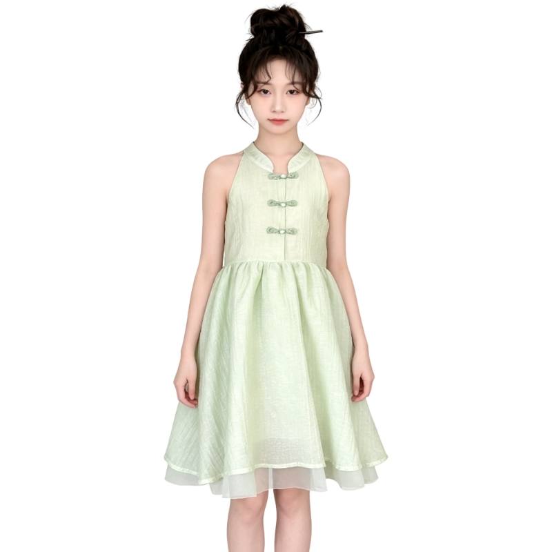 YALU Grade School Dresses Lapel Moderate Midi Skirt Stretch