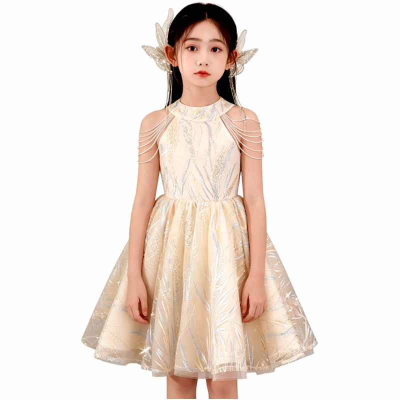 YALU Grade School Dresses Lapel Moderate Midi Skirt Stretch