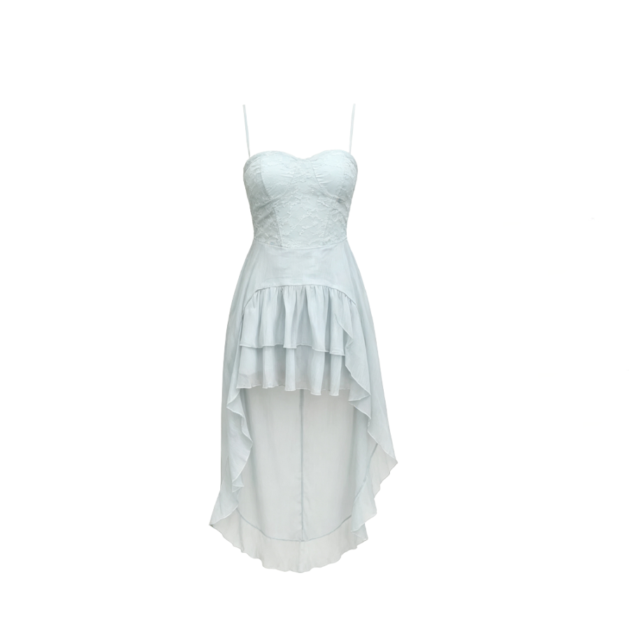 CPAURA Slip Dresses Women's Lake Blue Dress With Skirt Holder Camisole Moderate Long Skirt