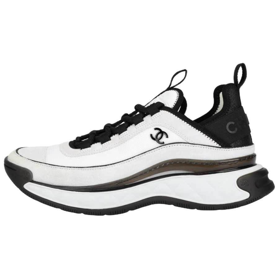 Chanel Wmns Velvet Calfskin & Mixed Fibers Sneaker 'White Black' Women's