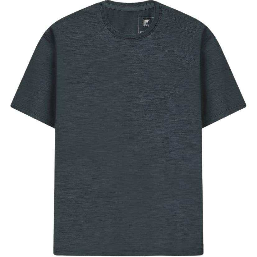 FILA BLUE T Shirts Men's Dark Gray Blue Crew Neck Moderate