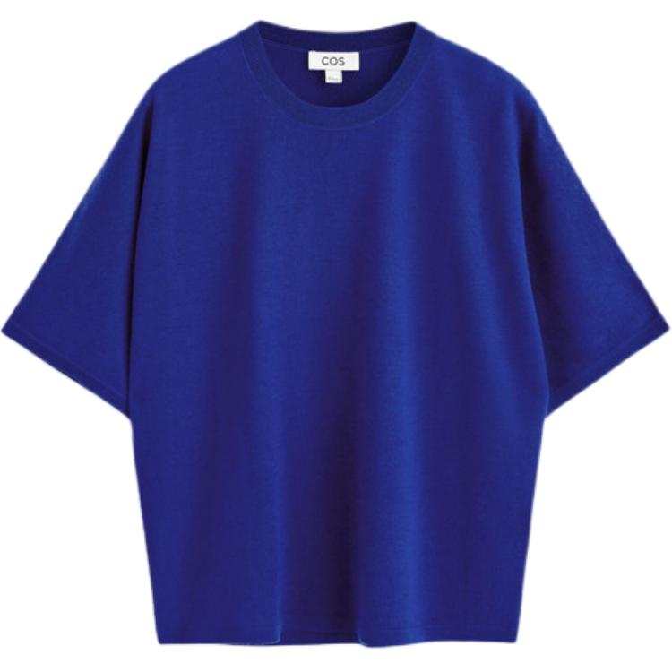 COS T Shirts Women's Cobalt Blue Crew Neck Moderate