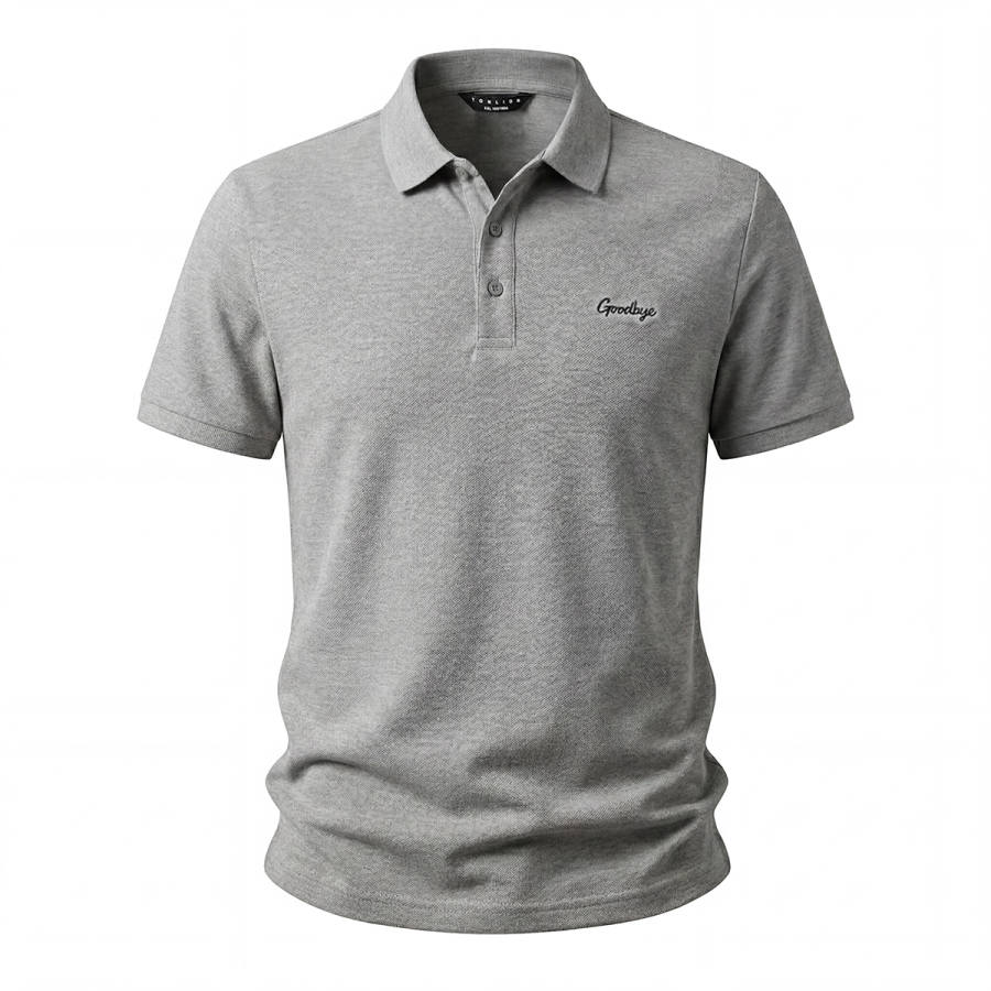 Tonlion Polo Shirts Men's Light Heather Gray Lapel Moderate Straight Fit
