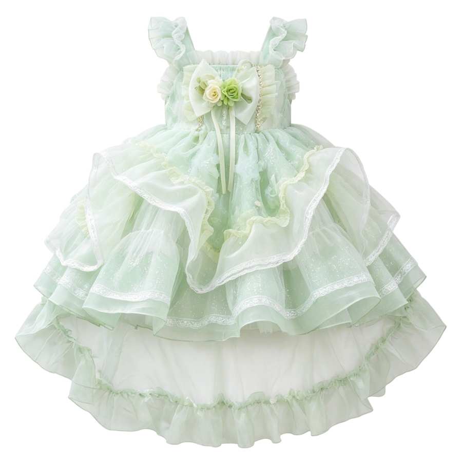 Lanza Lanza Kids Dresses Square Collar Moderate Midi Skirt