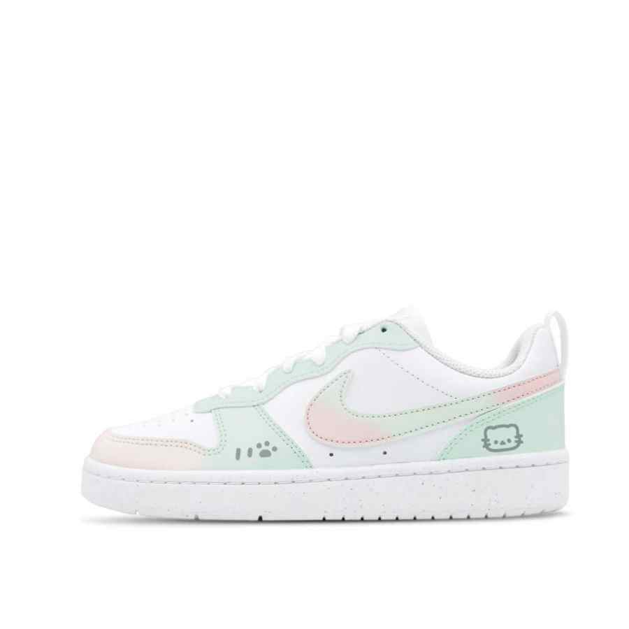 Nike Nike Court Borough 2 Pink Green Sweetheart, Versatile Girlish Style, Perfect Balance Leather Individual