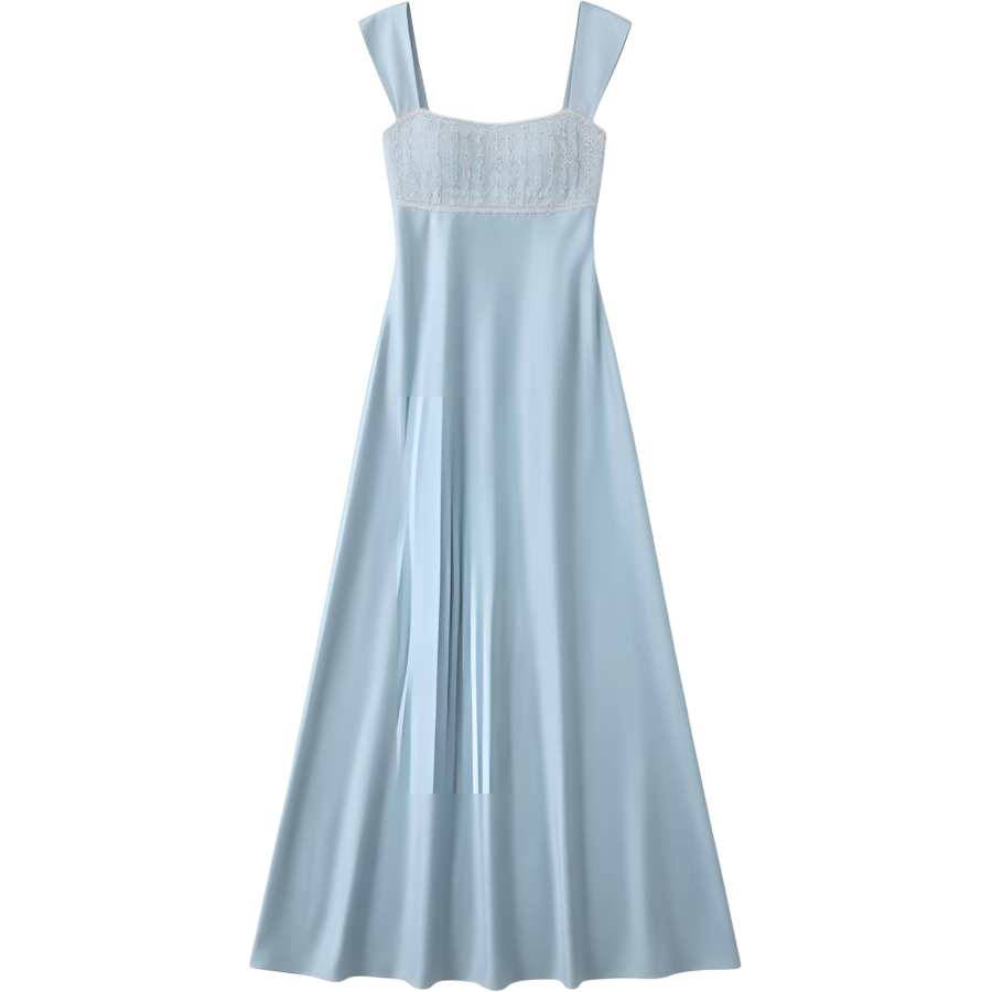 CHARM GLOW Slip Dresses Women's Blue Camisole Thin Long Skirt