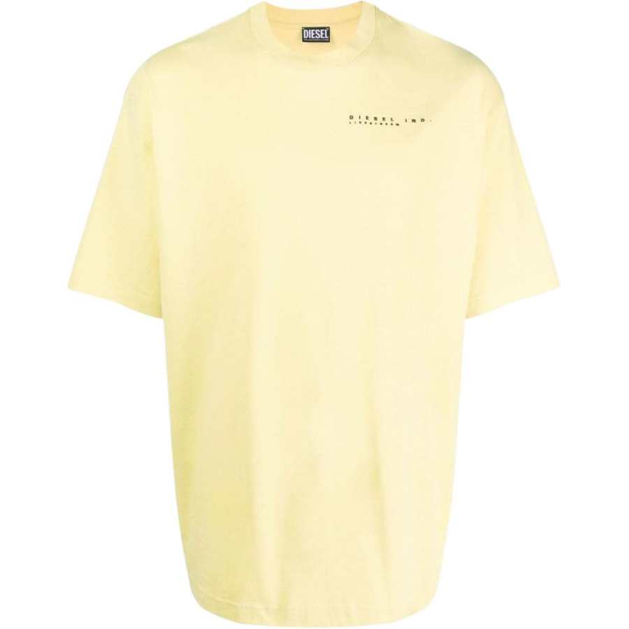 DIESEL T Shirts Men's Light Yellow Crew Neck Moderate