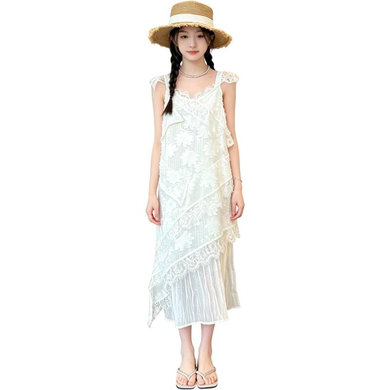 YALU Grade School Dresses Lapel Moderate Midi Skirt Stretch