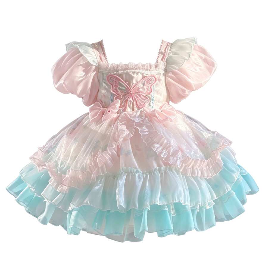 Lanza Kids Dresses Square Collar Moderate Midi Skirt