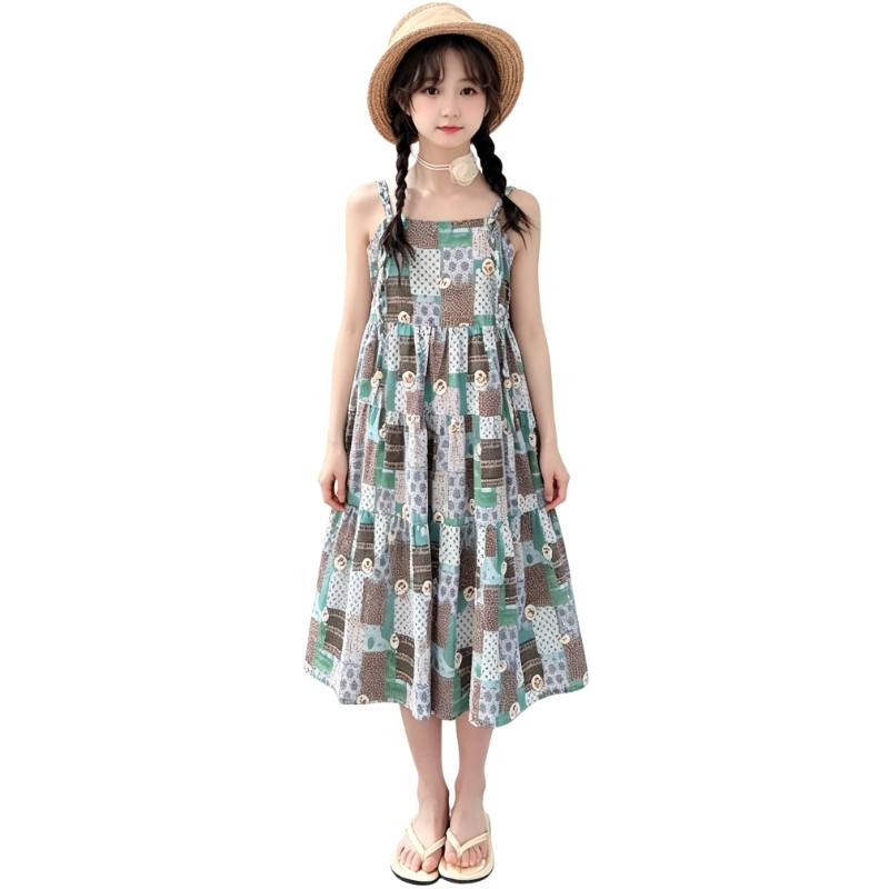 YALU Grade School Dresses Camisole Moderate Midi Skirt Stretch