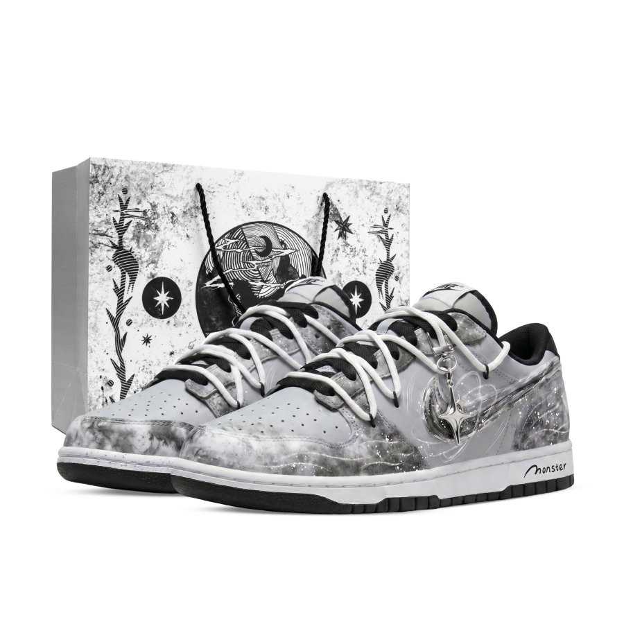 Nike Nike Big Stars, Monsters Lab Low top Skateboard Shoes Unisex Black White Gray