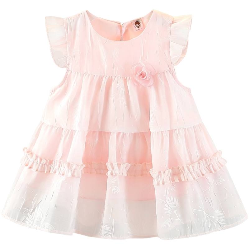 YALU Baby Dresses Crew Neck Thin Midi Skirt Stretch