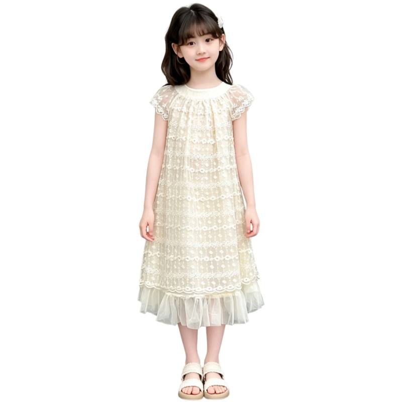 YALU Grade School Dresses Lapel Moderate Midi Skirt Stretch
