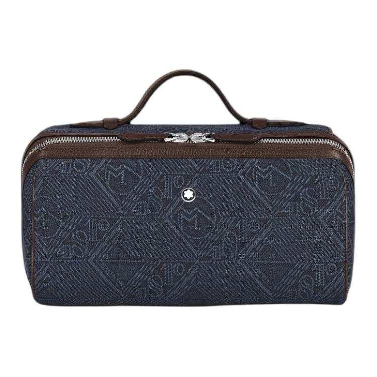 MONTBLANC Fabric With Leather Toiletry Bag Unisex Blue
