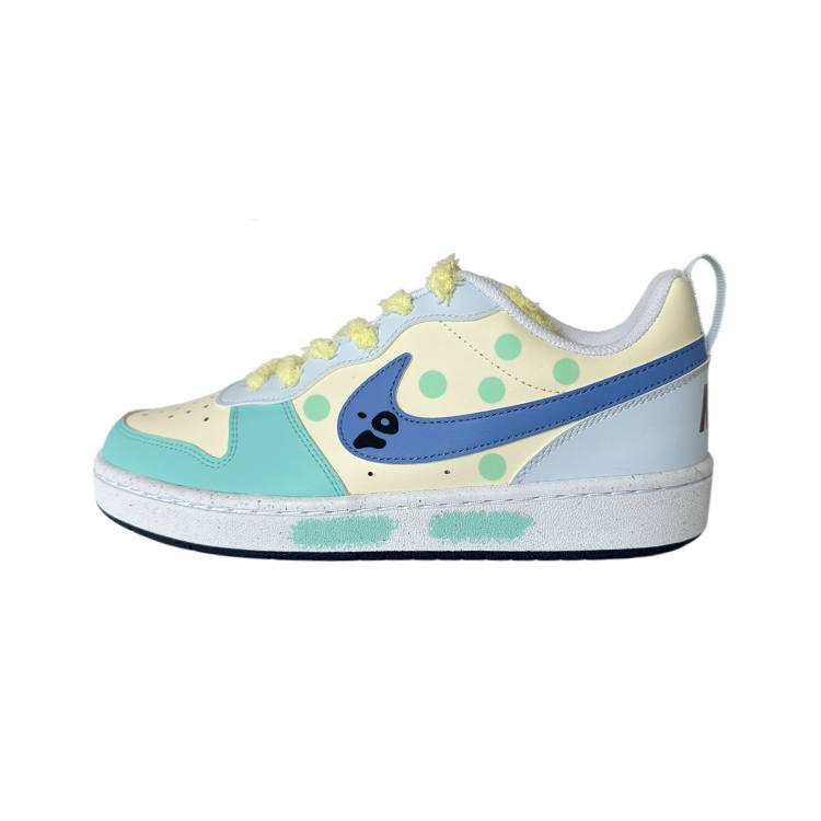 Nike Nike Court Borough Coer Synthetic Leather Low top Kids' Skateboarding Shoes White Green Teenagers