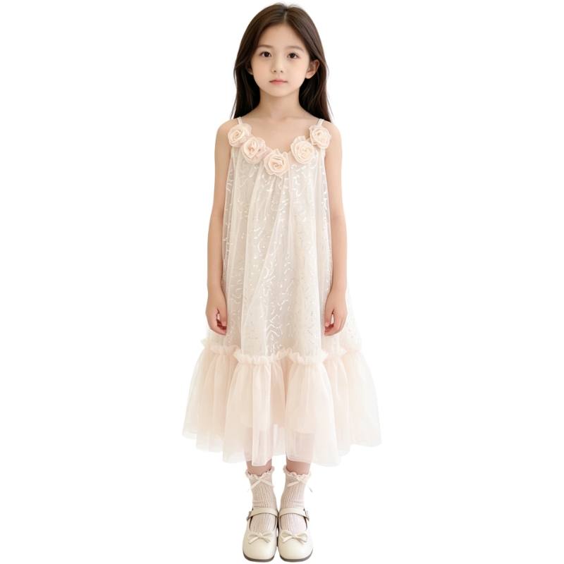 YALU Grade School Dresses Lapel Moderate Midi Skirt Stretch