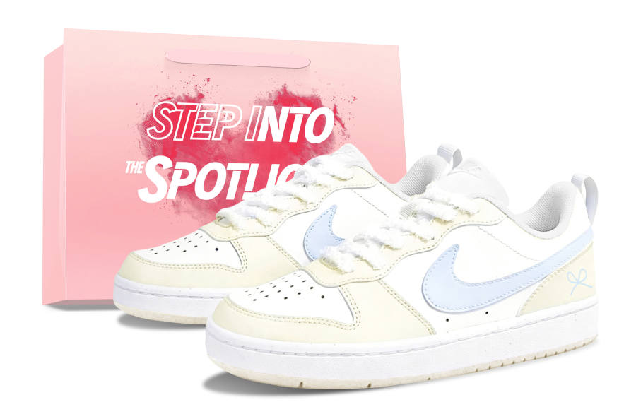 Nike Nike Court Butter Peach Synthetic Leather Cushioning Abrasion Resistant Support Low top Kids' Skateboarding Shoes