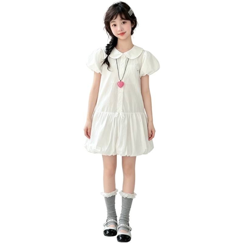 YALU Grade School Dresses Crew Neck Moderate Midi Skirt