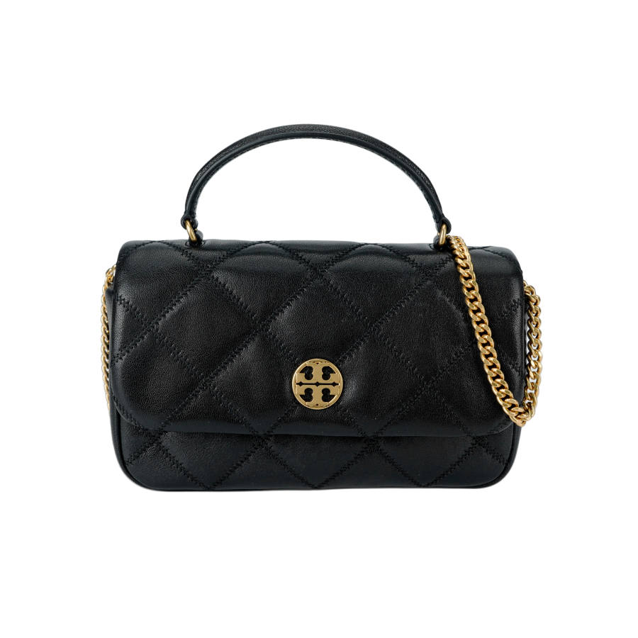TORY BURCH Willa Diamond Quilting Shrunk Goatskin Crossbody Handbag Mini Women's Black
