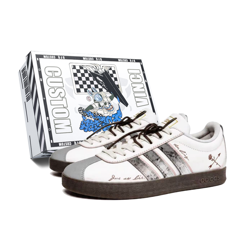 Adidas Adidas Vl Court Classic Arrow Feather Rose Box Low top Skateboard Shoes Unisex White