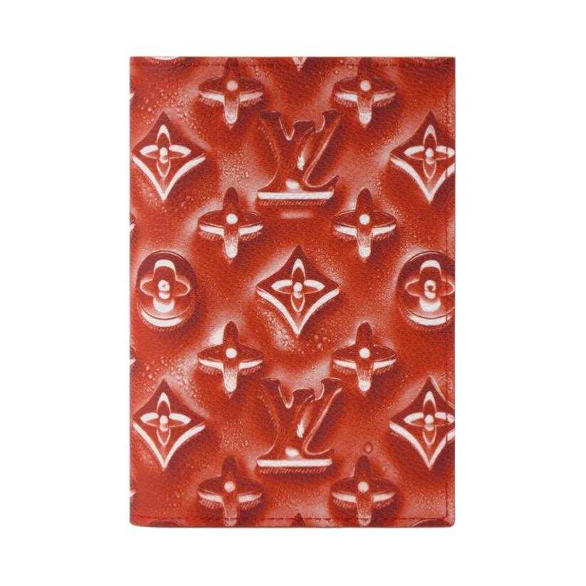 LOUIS VUITTON Coated Canvas With Artificial Leather Passport Holder Women's Garnet Red