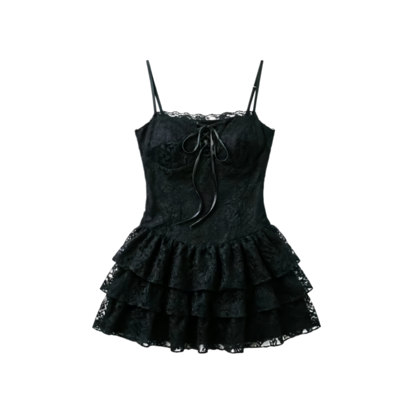 DUSHE Slip Dresses Women's Black Camisole Thin Short Skirt