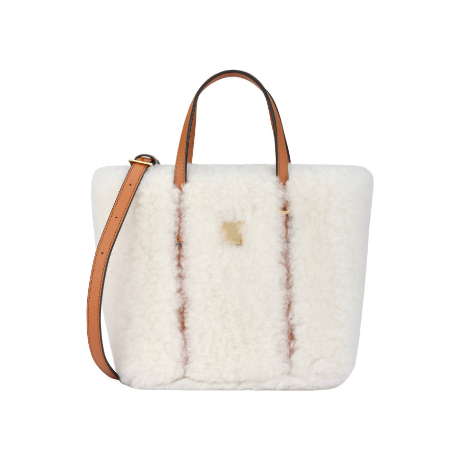 MCM MCM Toni Lambskin Handbag Mini Women's White