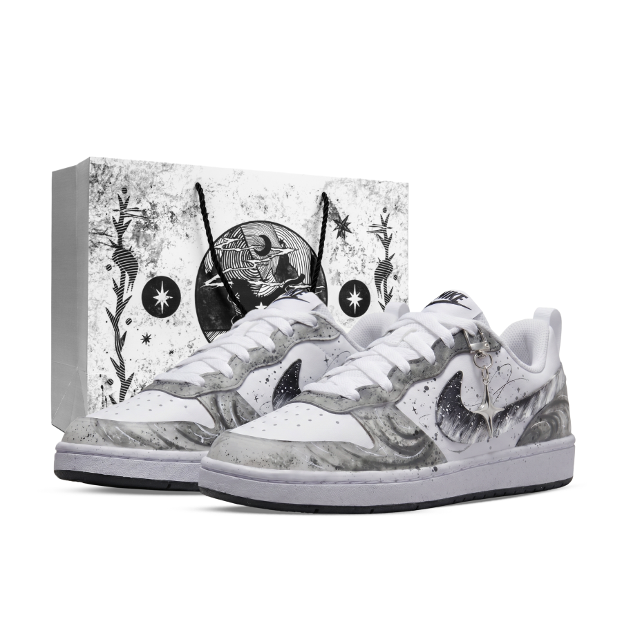 Nike Nike Court Borough Stars, Monster Lab Low top Kids' Skateboarding Shoes Black White Gray Unisex