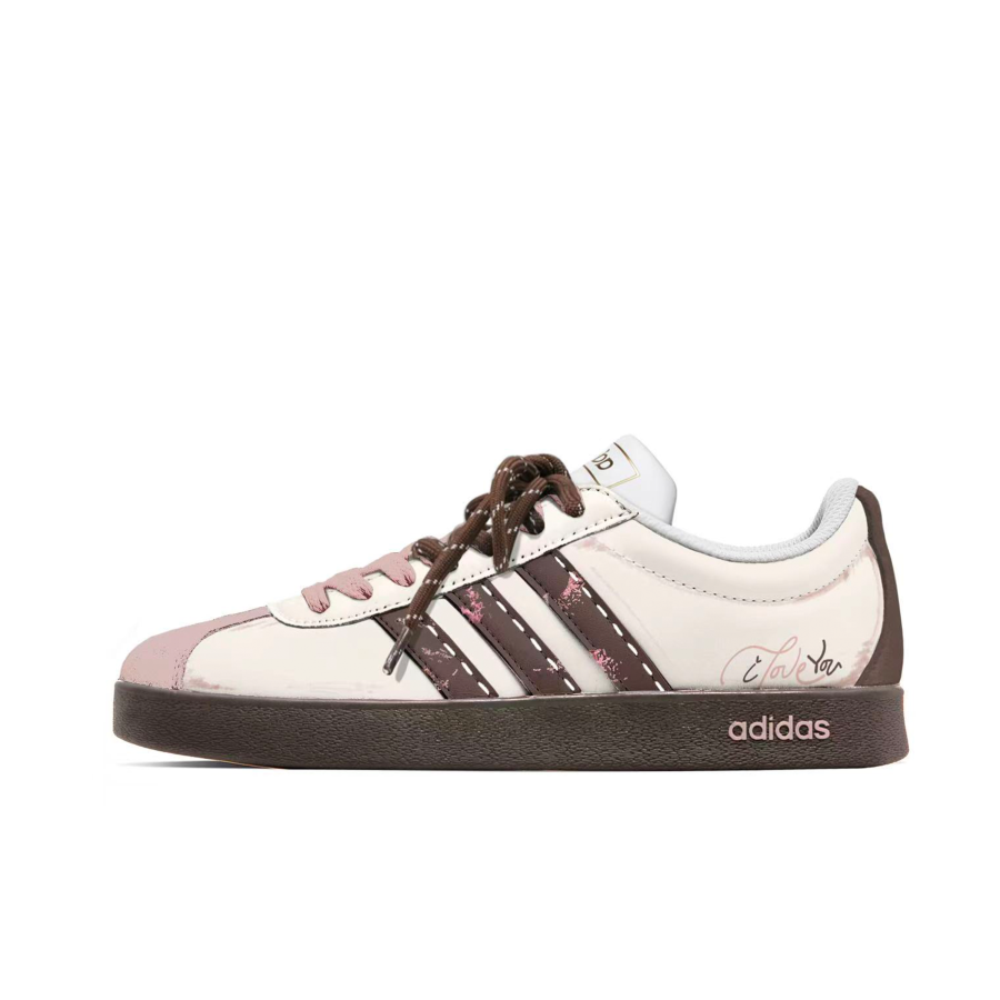 Adidas Adidas Vl Court Classic Brown Pink Love Words Low top Skateboard Shoes Unisex Yellow