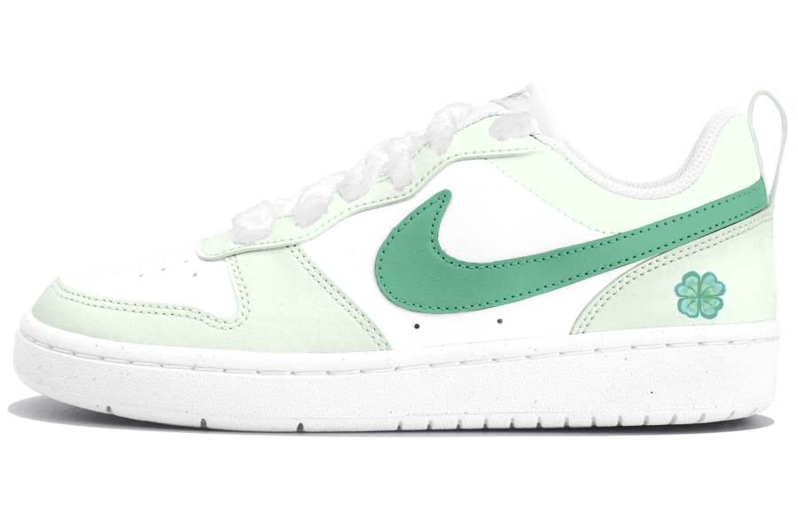 Nike Nike Court Borough Leather Low top Kids' Skateboarding Shoes White Green Teenagers