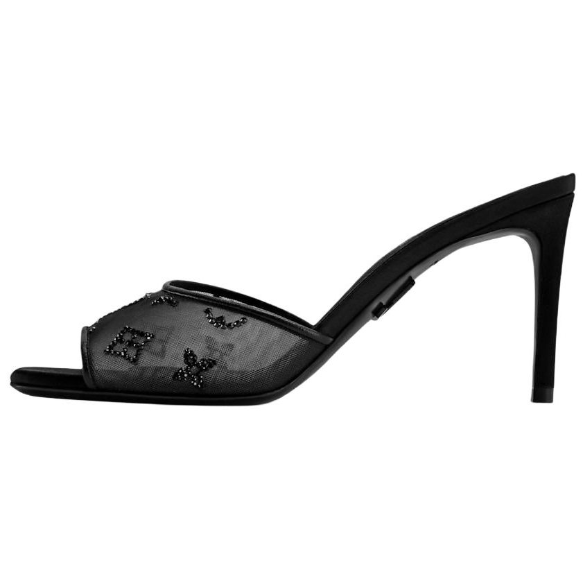 LOUIS VUITTON Slide Slippers Women's Black