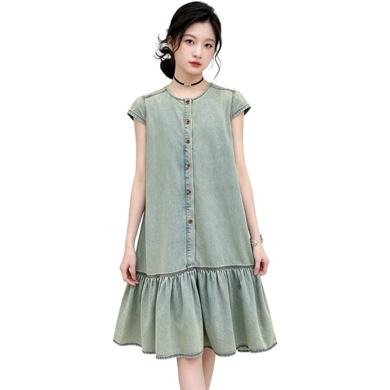 YALU Grade School Dresses Crew Neck Moderate Midi Skirt