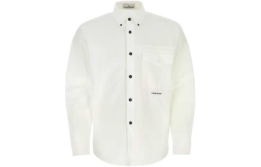 STONE ISLAND Shirts Men's White Lapel Moderate Other