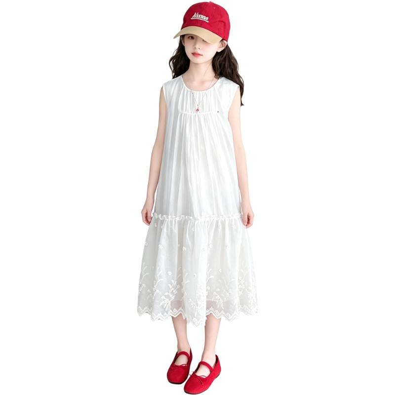 YALU Grade School Dresses Crew Neck Moderate Midi Skirt Stretch