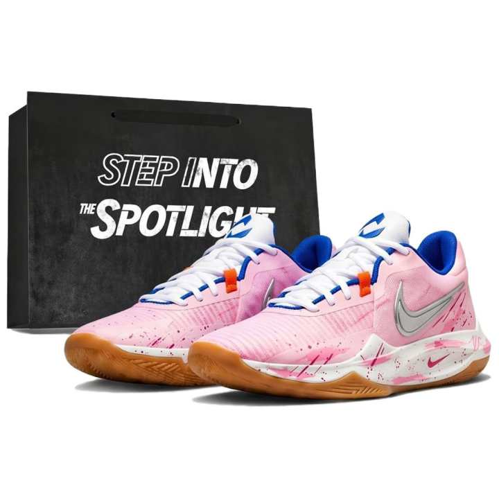 Nike Nike Precision 6 Cushioning Slip Resistant Abrasion Resistant Breathable Low top Basketball Shoes Unisex Pink