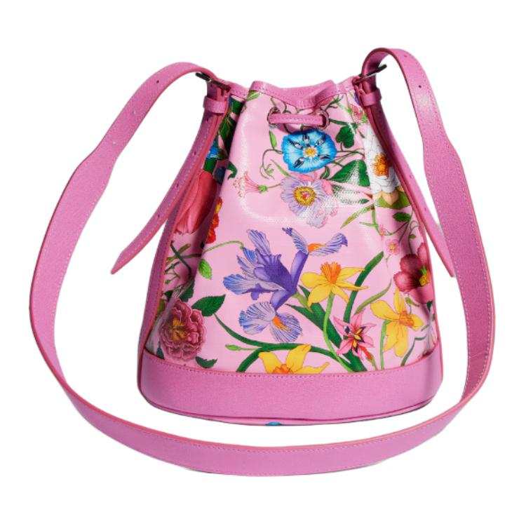 GUCCI Coated Canvas Bucket Bag Crossbody Bag Small Women's Pink