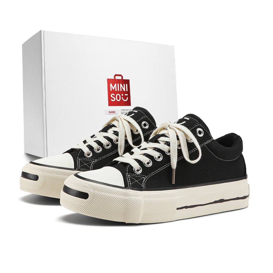 MINISO Skateboard Shoes Men's Low Top Charcoal Black/Obsidian Black/Pine Green