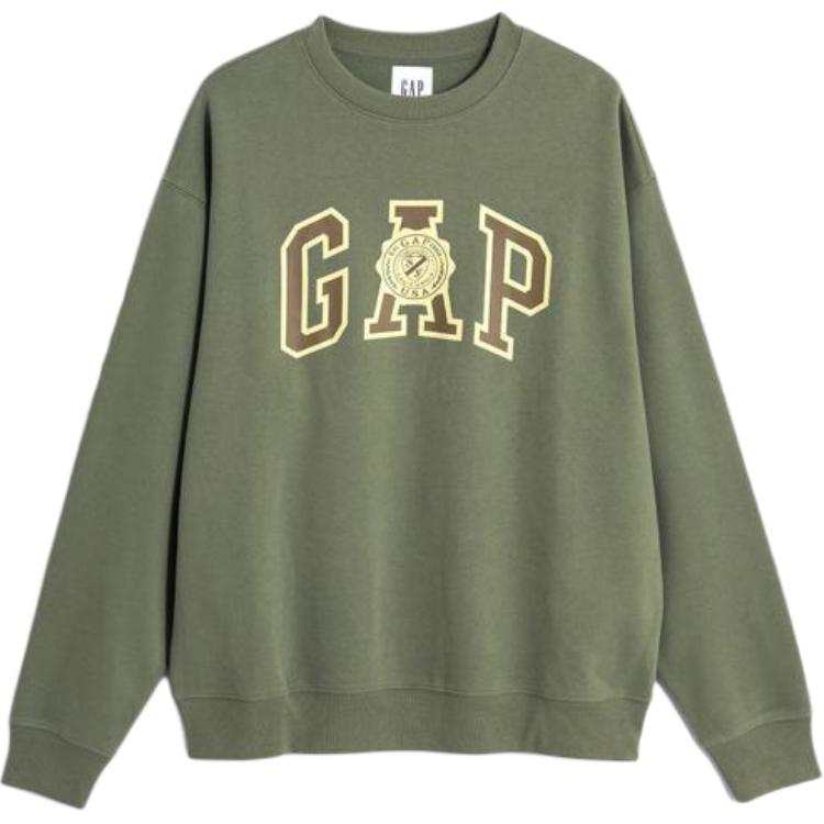 GAP Pullover Letter Logo Fleece Lined Fleece Crew Neck Loose Fit Classic Sweatshirt Unisex