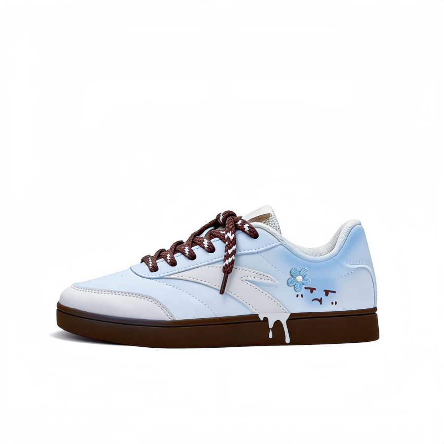 Anta Active Synthetic Leather Abrasion Resistant Cushioning Low top Skateboard Shoes Women's Blue
