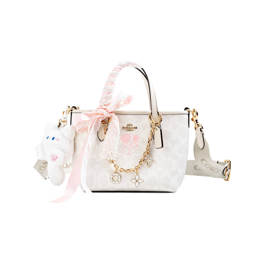 COACH City Artificial Leather Crossbody Handbag Mini Women's White