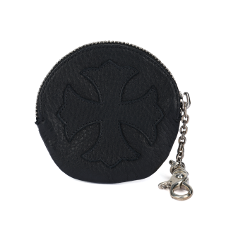 Chrome Hearts Cow Leather Coin Purse Regular Unisex Black