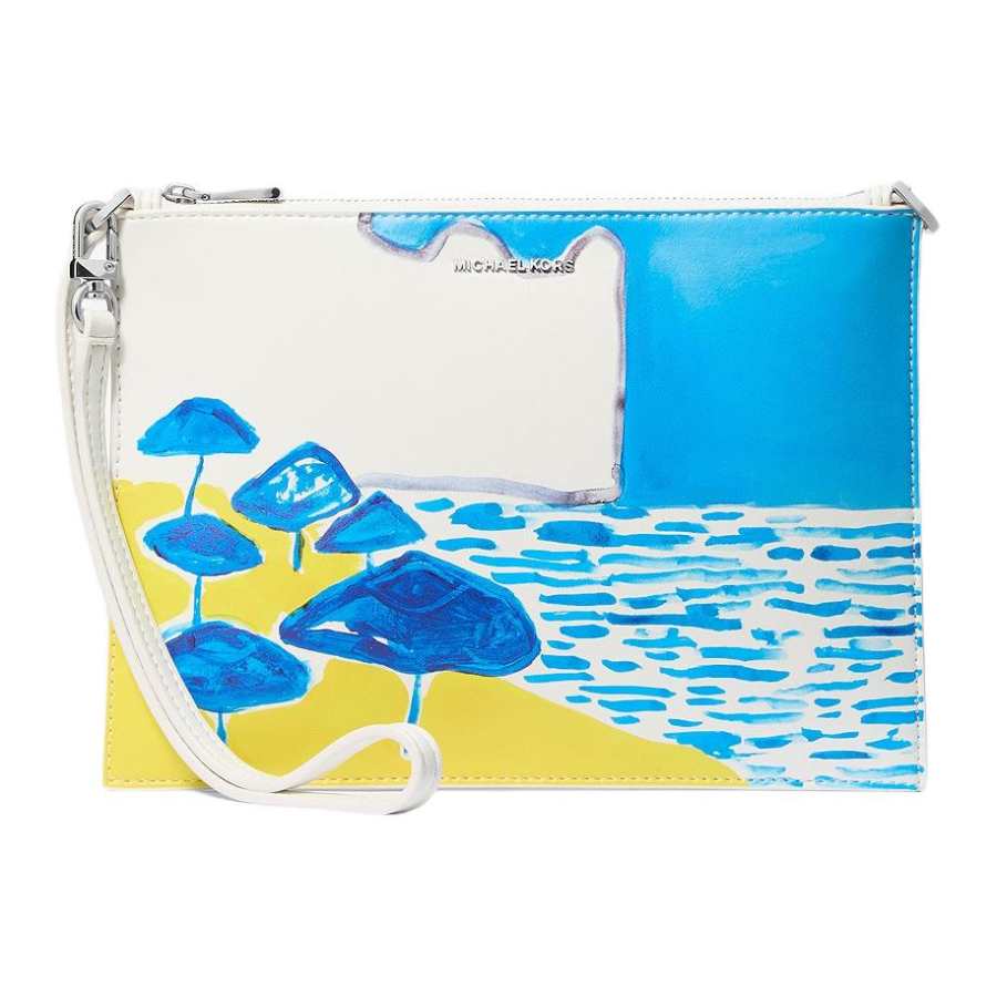 MICHAEL KORS Jet Set Polyurethane Clutch Extra Large Women's Milos Blue