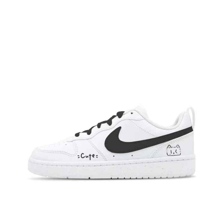 Nike Nike Court Borough 2 Milk Cool Black White, Customizable Exclusive Stylish, Versatile, Girlish, Trendy Leather