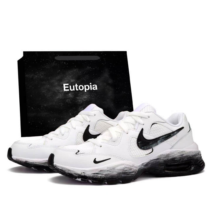 Nike Nike Air Max Fusion Cushioning Abrasion Resistant Low top Running Shoes Men's Black White