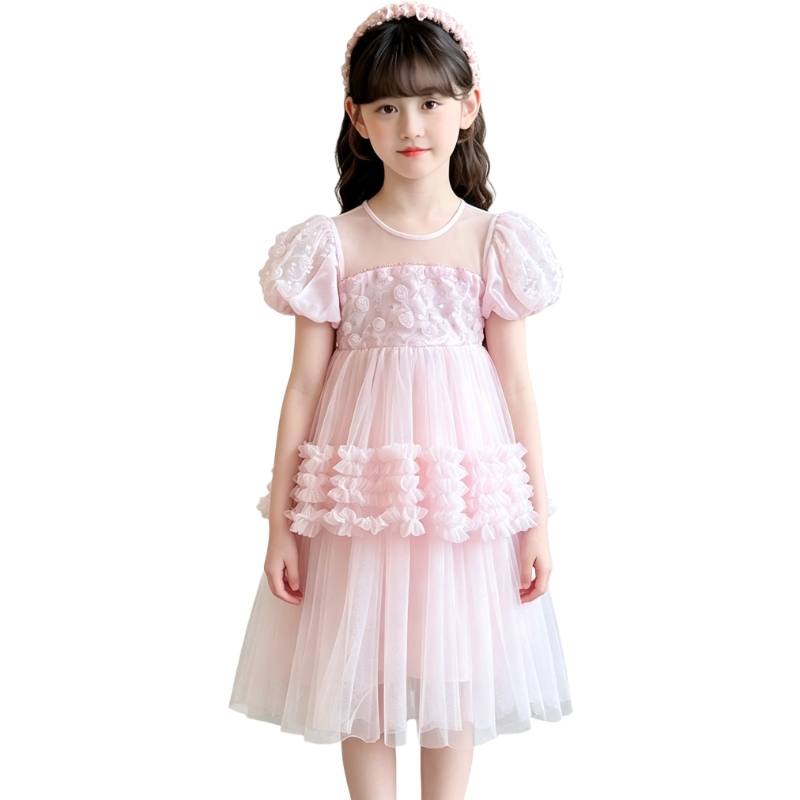 YALU Grade School Dresses Lapel Moderate Midi Skirt Stretch