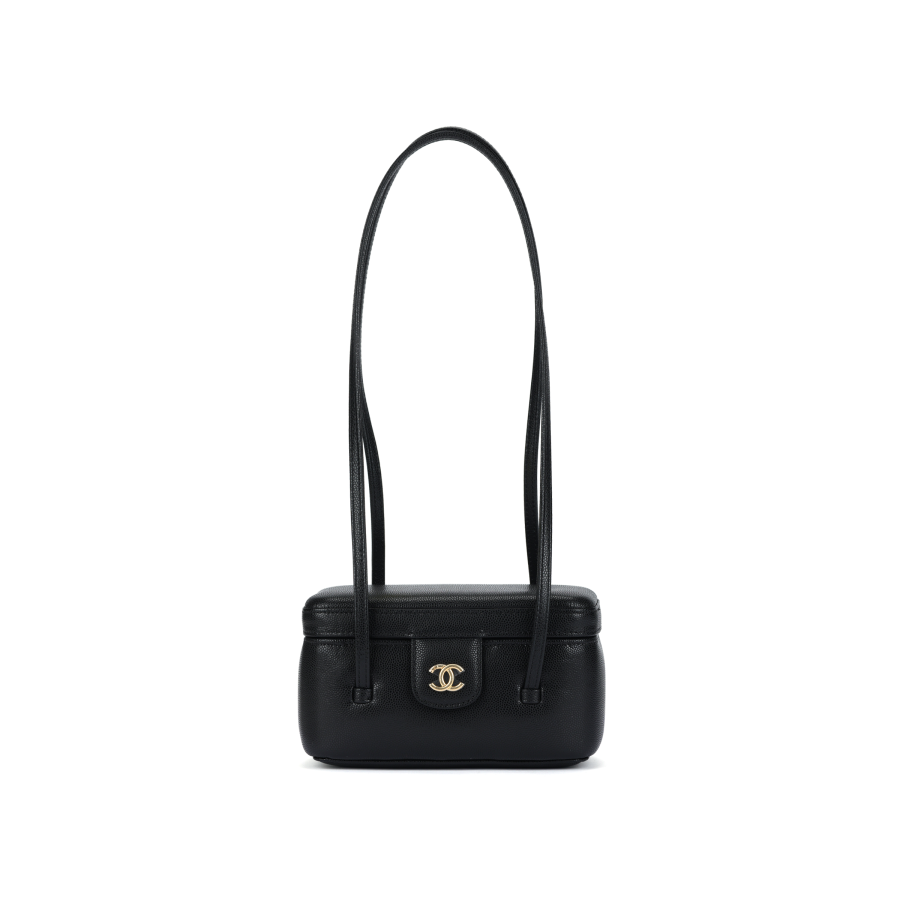 CHANEL Calfskin Shoulder Bag Women's Black