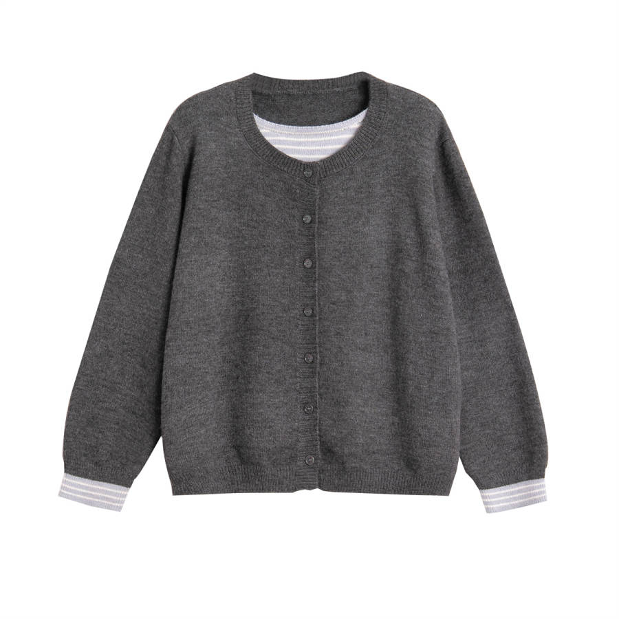 Tonlion Knitwear Women's Dark Heather Gray Crew Neck Moderate Mock Two Piece